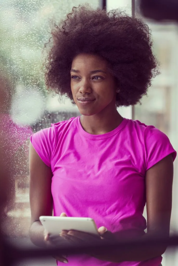 african american woman using tablet
